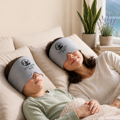 Adulte et enfant se reposant avec les masques Serenity Way