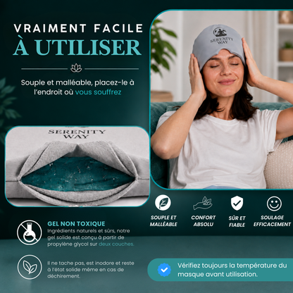 Femme utilisant le masque chaud et froid souple Serenity Way