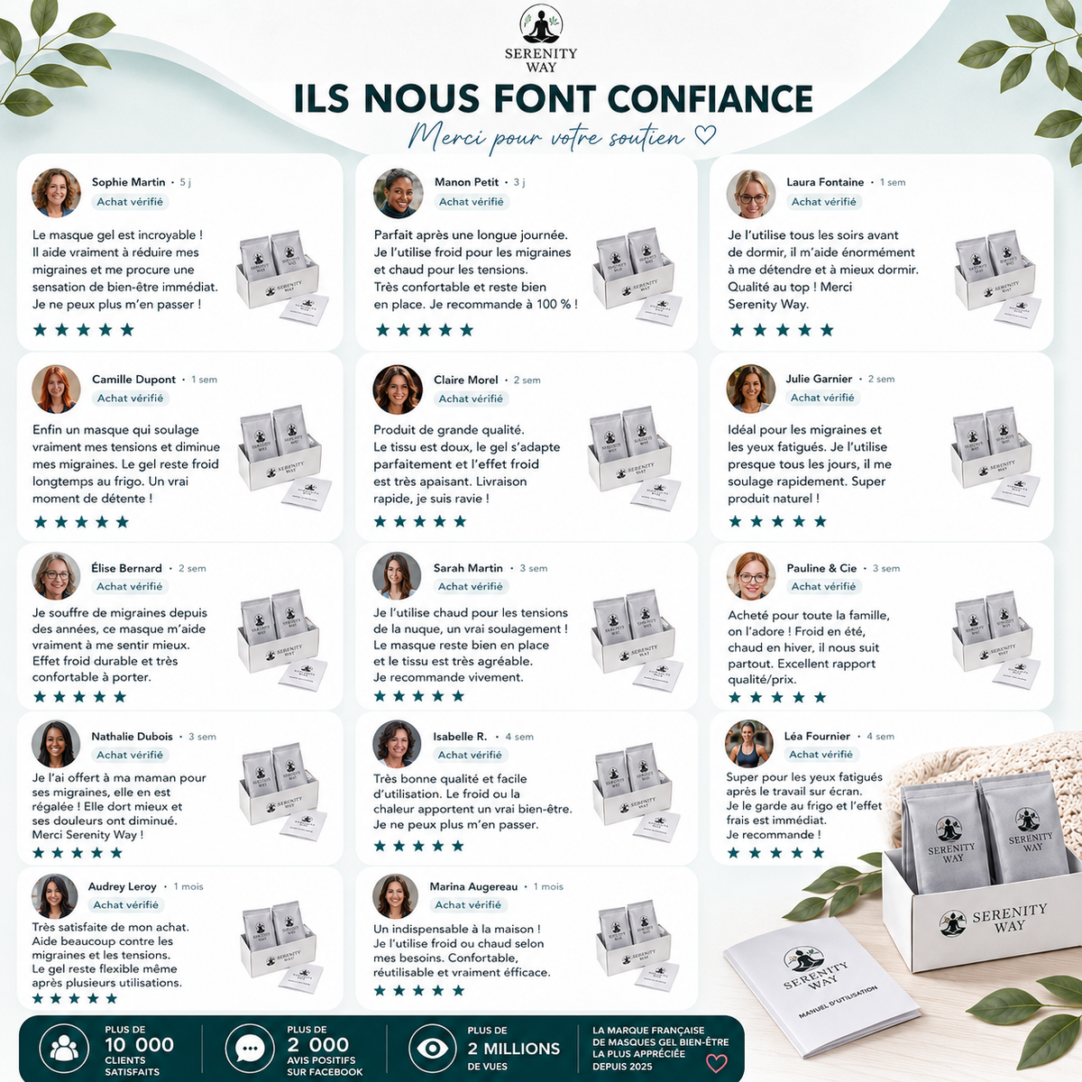 Avis clients sur le masque chaud et froid Serenity Way
